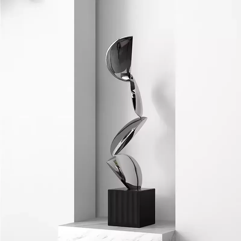 Minimalist Modern Leaf Geometric Abstract Stainless Steel Decoration Table Sculpture Porch Living Room Alcove Model