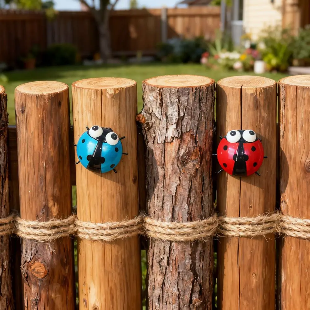Iron Metal Beetle Ladybug Wall Ornament Outdoor Garden Art Hanging Decor For Fence Yard Patio Wall Decoration