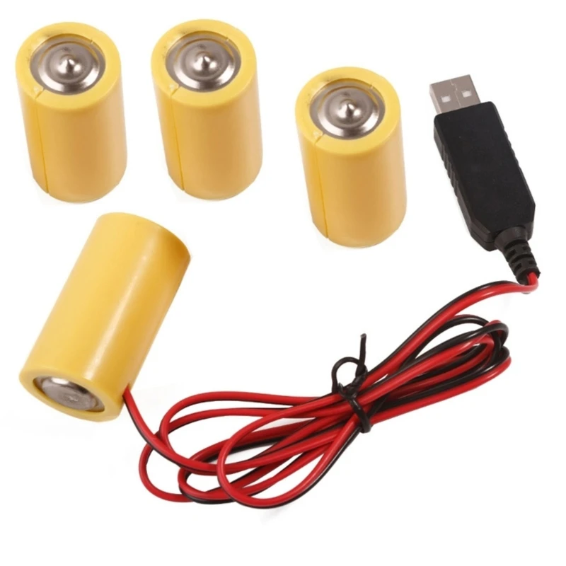 97cm USB to 6V LR14 C Battery Eliminate Cable for 4 LR14 C Battery for Toy, Controllers, Gas Water Heater, Torches