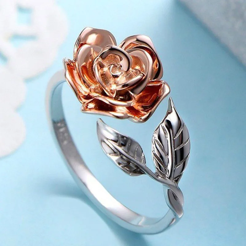 S925 sterling silver ring hot sale new rose-plated rose gold color split open ring