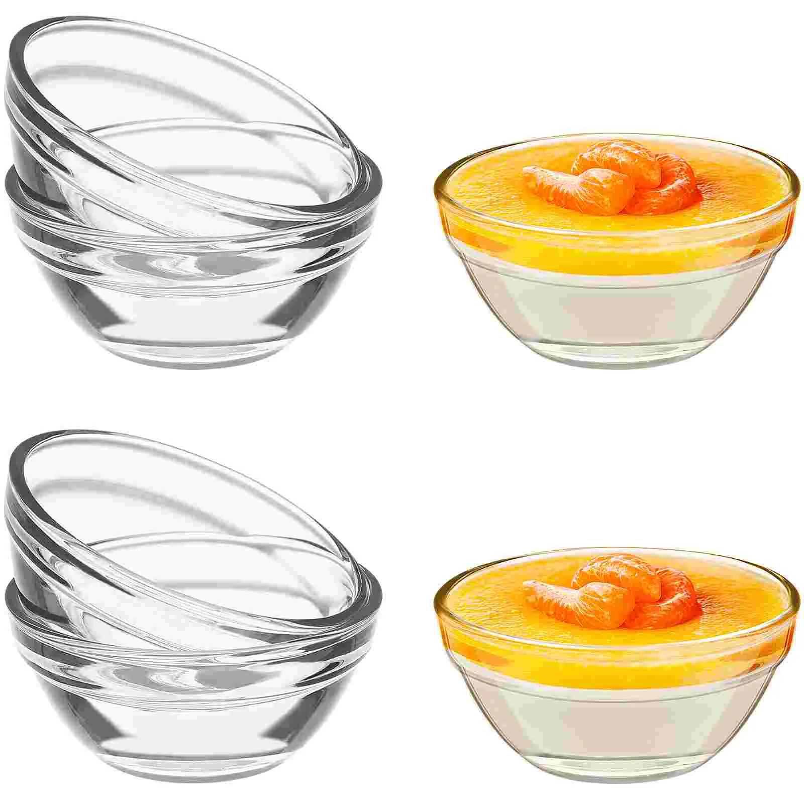 6 Pcs Bozai Cake Bowl Glass Bowls Dessert Candy Containers for Kitchen Clear Jelly Cups