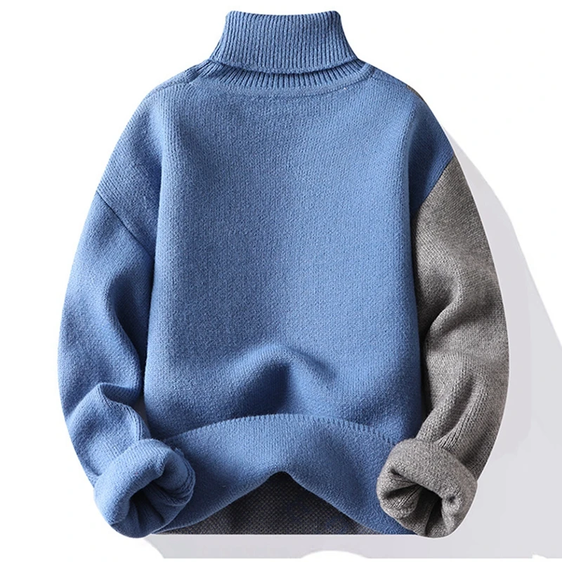 New winter plus size thickened turtle neck 7XL 6XL 5XL fashion men's bottoming shirt trend in Hong Kong style casual knitwear.