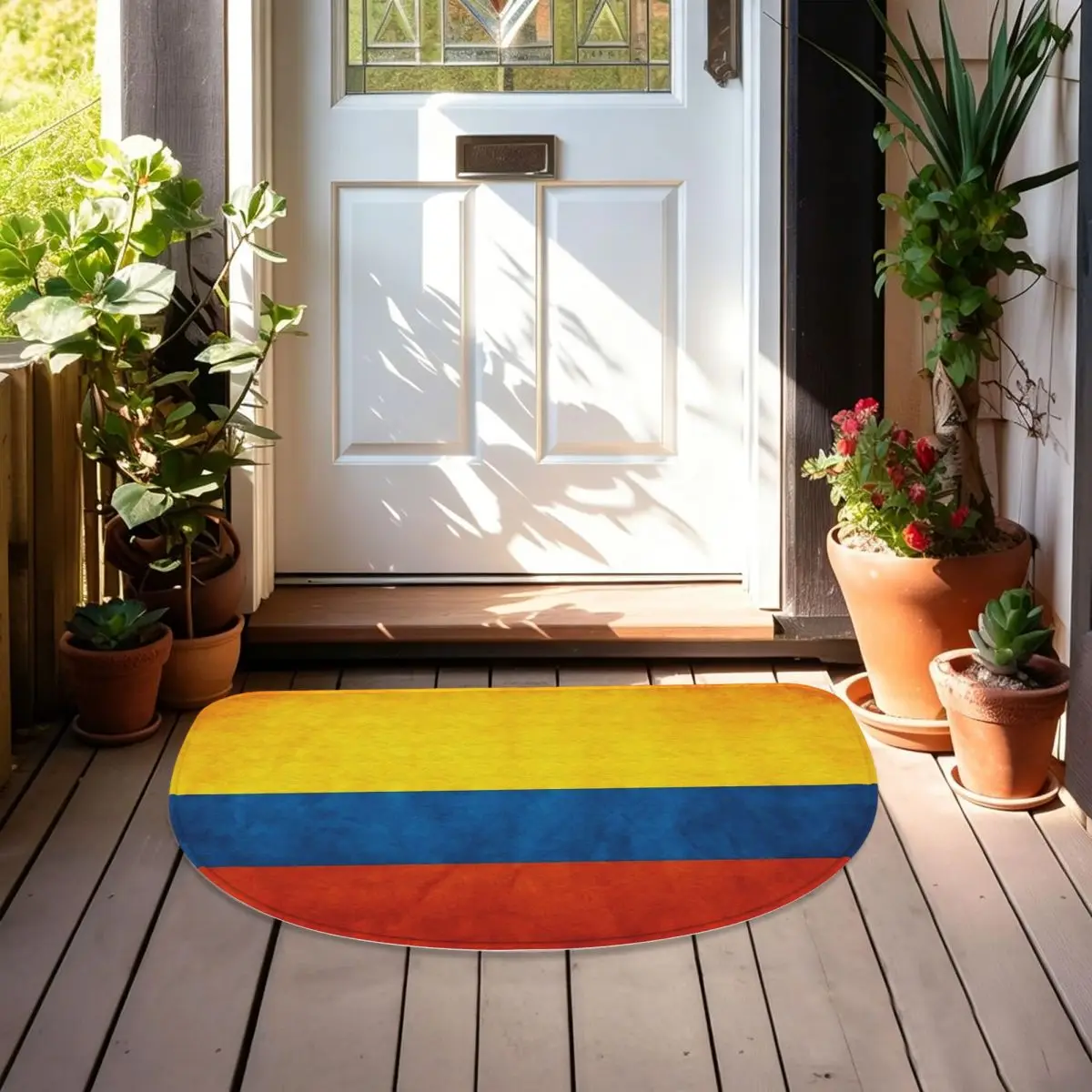Colombia Colombian Flag National Flag Flannel Half Round Doormat Non Slip Bathroom Mat Absorbent Floor Carpet for Living Room