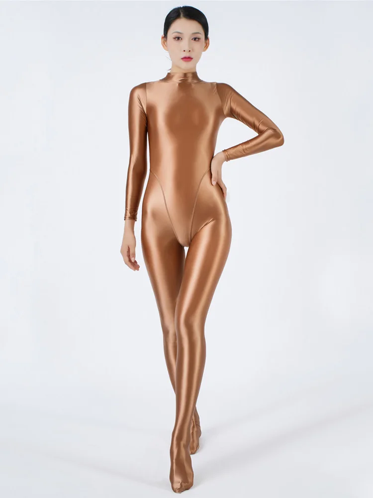

Sexy Women Oil Glossy Shiny Elastic Bodysuit Candy Color Bodycon Tights Jumpsuits One Pieces Thong Cosplay Maid Shaping Leotard