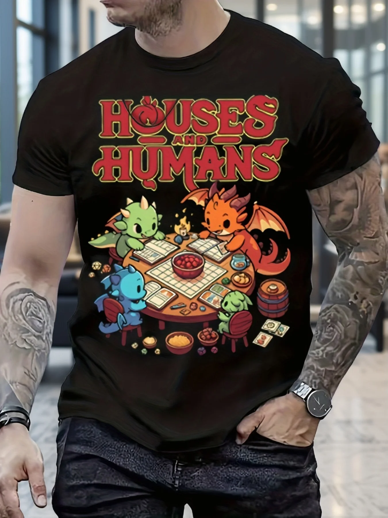 T-shirt à manches courtes pour homme, nouveau modèle d'été, motif Dragonwood, style décontracté à col rond, tendance, polyvalent et confortable