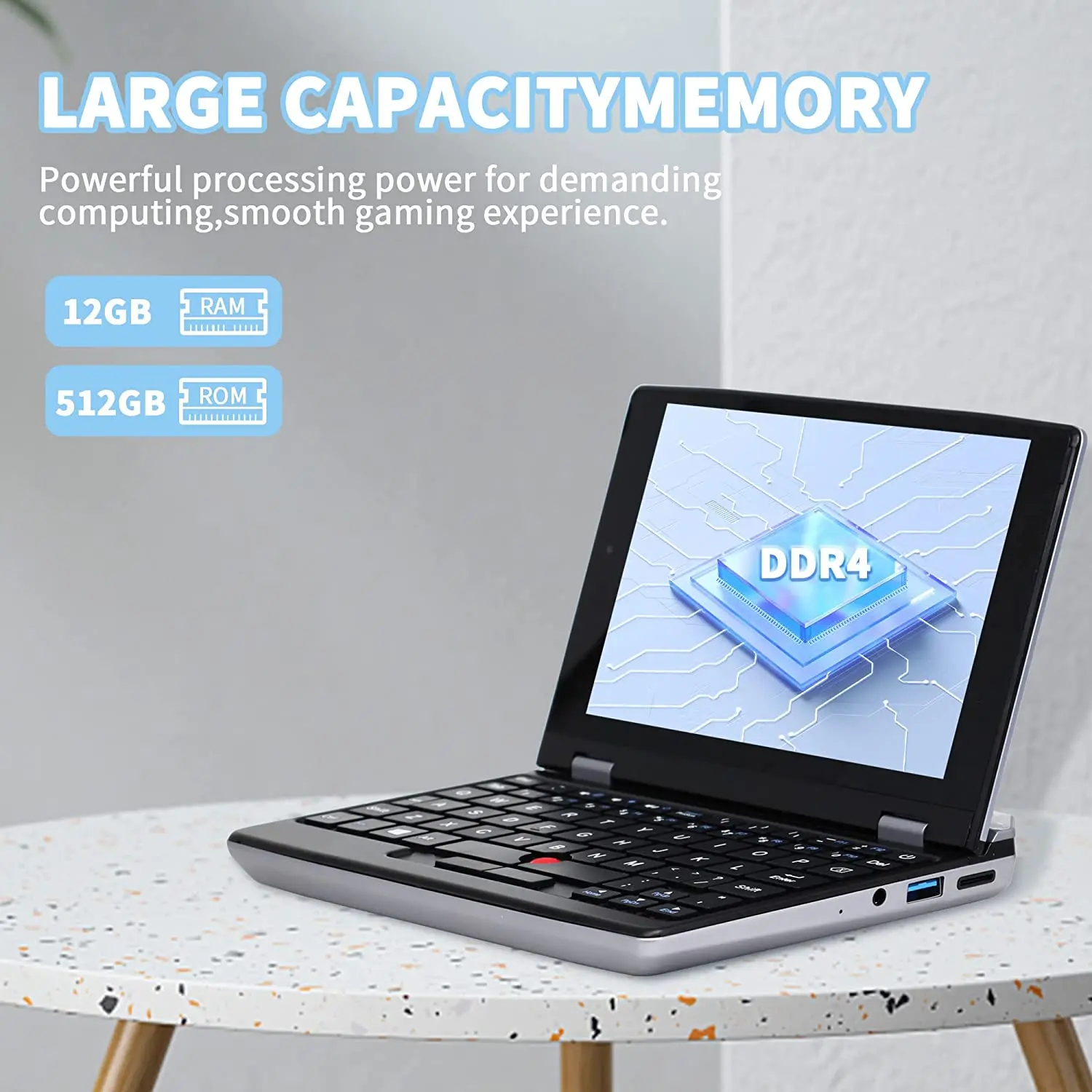 Mini kieszonkowy Laptop do gier 7 Cal ekran dotykowy przenośny Netbook 12GB DDR4 2TB SSD metalowy mały Notebook 1011 2.0MP