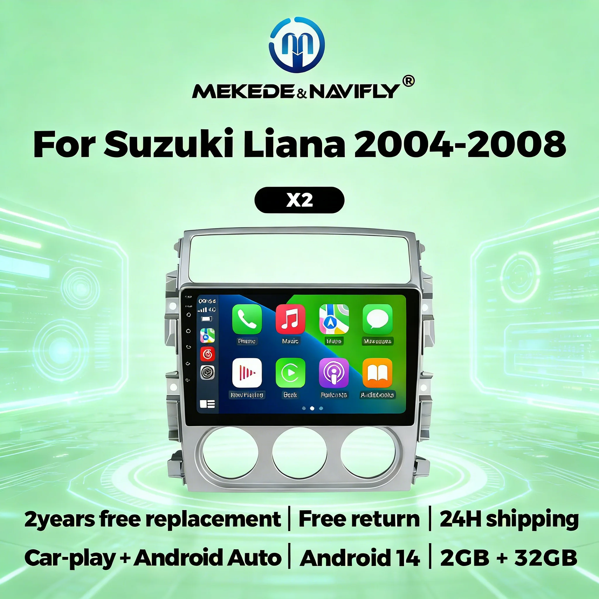 

For Suzuki Liana 2004-2008 Car Radio Multimedia Video Player GPS Navigation 9Inch Screen Android 14 Stereo Car Play Android Auto