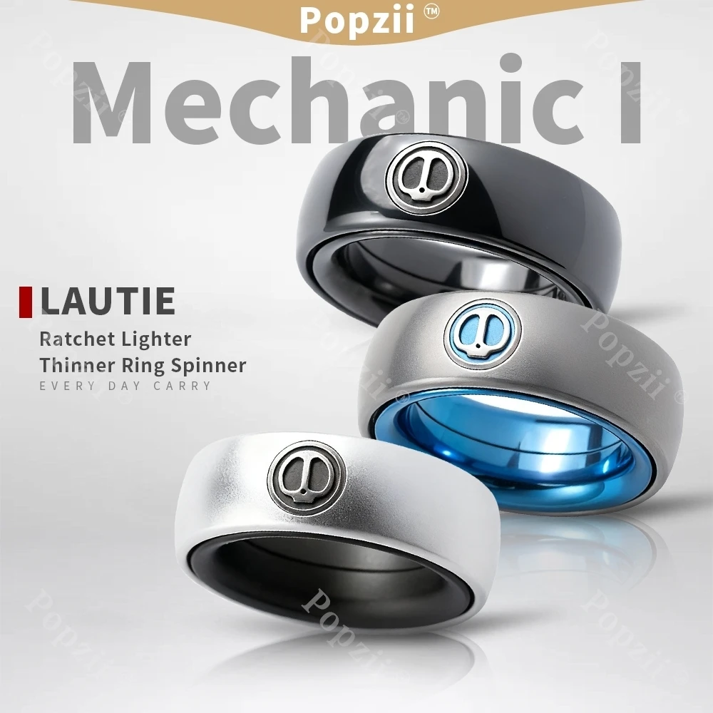 LAUTIE Aluminium-Mechaniker I, magnetischer Ratschen-Feuerzeug, dünnerer Ring, Spinner, mechanischer Fingerring, multifunktionales zappelndes Spielzeug