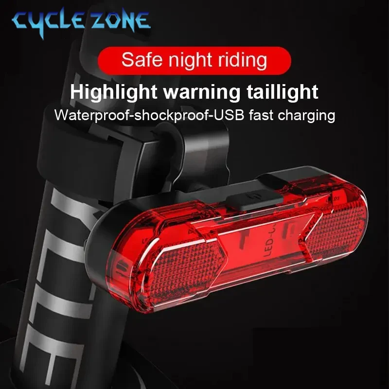 Bicycle Tail Light Bike Rear Light USB Rechargeable Waterproof Night Riding Safety Warning Taillight MTB Cycling Accessories ﻿