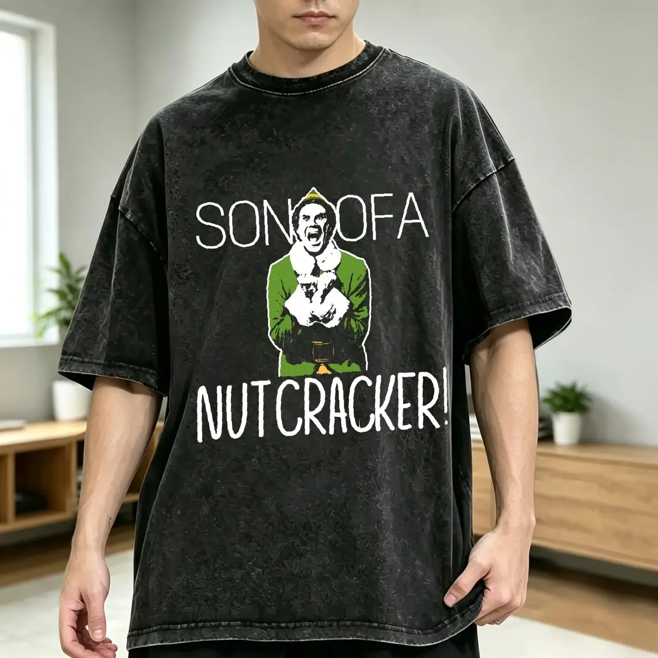 washed T Shirt SON OF A NUTCRAKER ELF Men s Christmas Size 2XL NWT vintage Washed Casual Unisex Stylish Breathable
