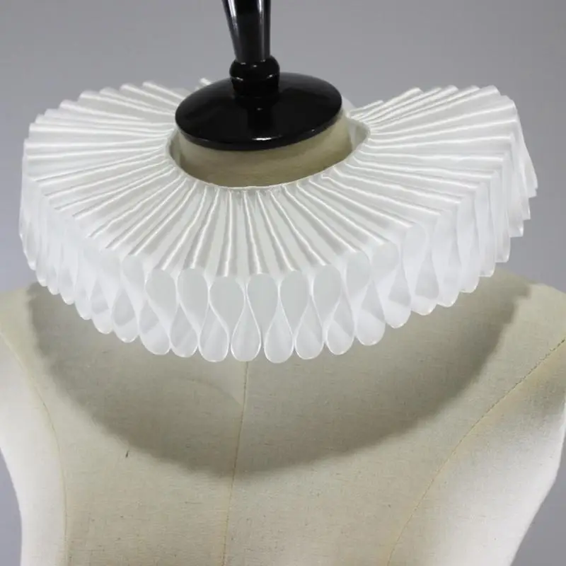 50LE Elizabethan Fake Collar Ruffle Clown Collar Vintage Victorian Necklace Neck Ruff Cosplay Choker Shawl Scarf