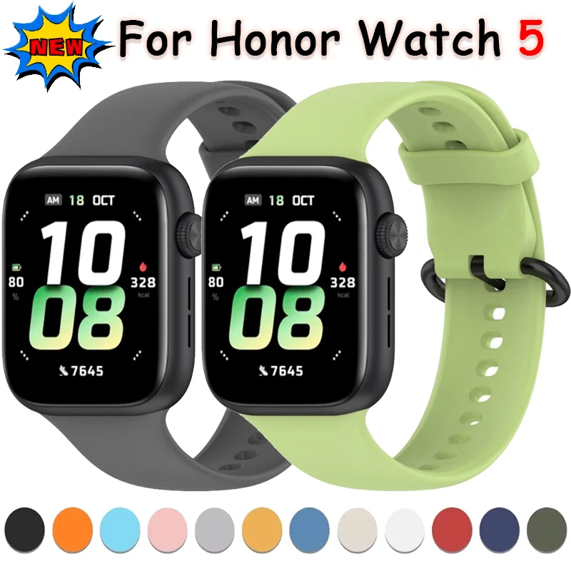 Официальный мягкий силиконовый ремешок-петля для Honor Watch 5, резиновый сменный браслет для Honor Watch 5, браслет Correa, аксессуары