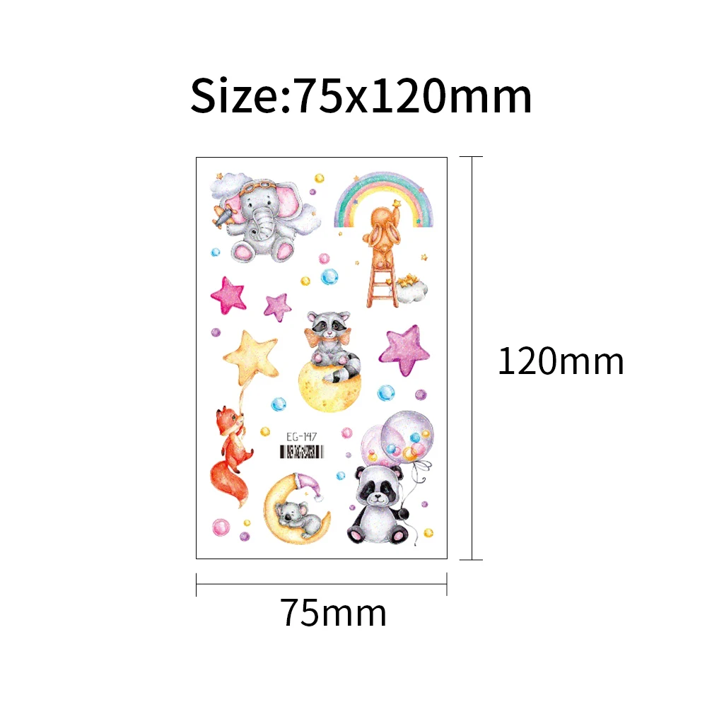 VeeCharm - Animal Theme Glitter Temporary Tattoos Stickers for Kids, Birthday Party Supplies, Gifts, Removable, 1/14 Sheet