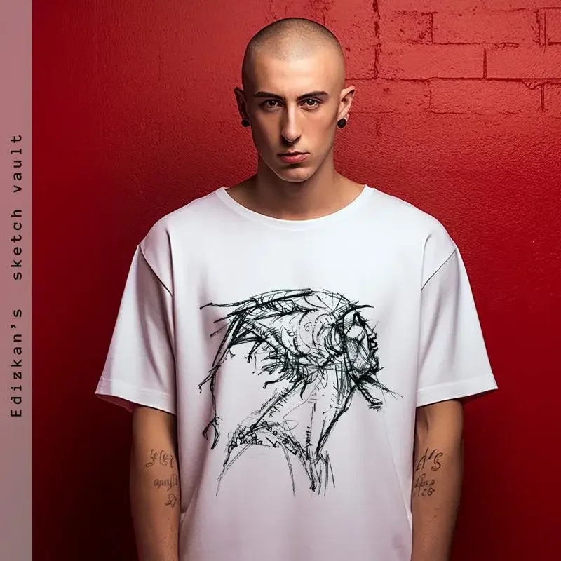 Scardafella Pencil Drawn T Shirt Wearable Art by Ferhat Edizkan Unique