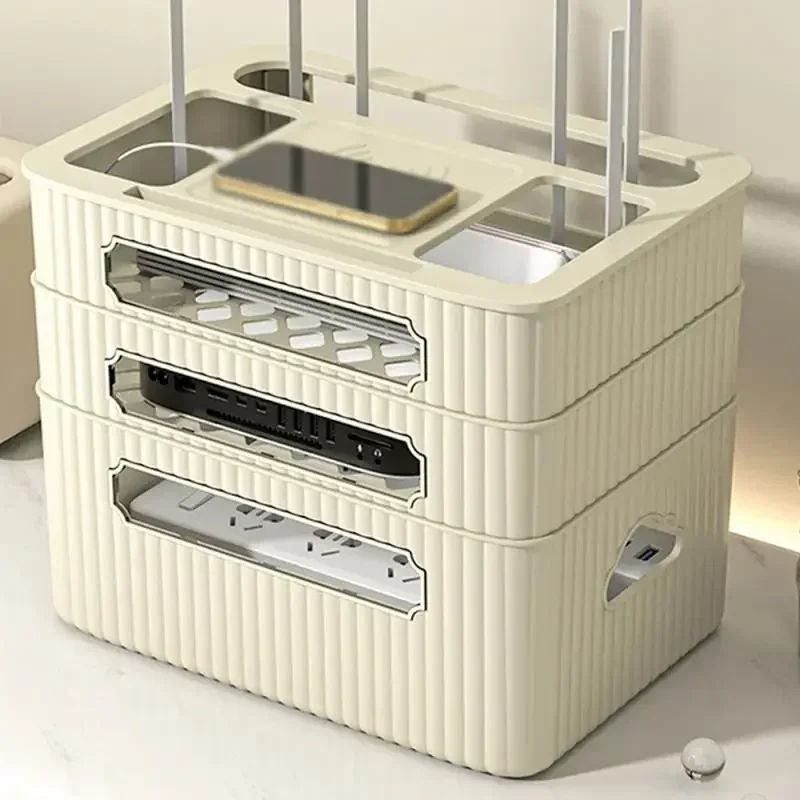 Caixa de armazenamento multifuncional para casa, organizador multifuncional para economizar espaço, rack router