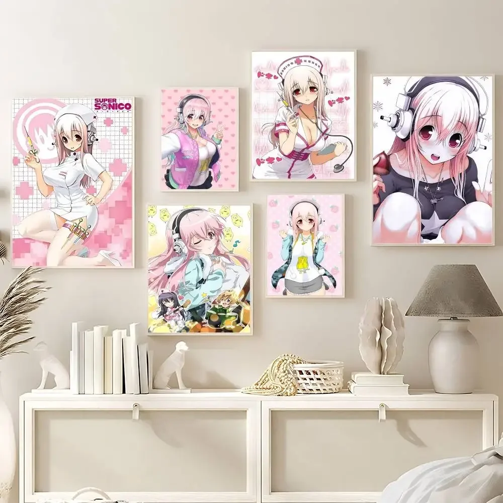 S-Super S-Sonico ملصق صورة حائط لوح رسم ديكور فني للمنزل طباعة لغرفة المعيشة ديكور