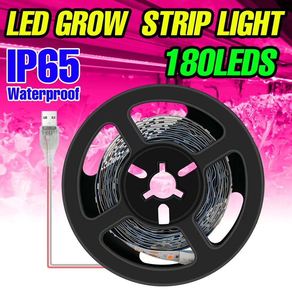 USB DC5V LED Full Spectrum Grow Light Strip Waterproof Indoor Growbox Flowers Fruit Plants Vegetables Hydroponics Fill Lighting