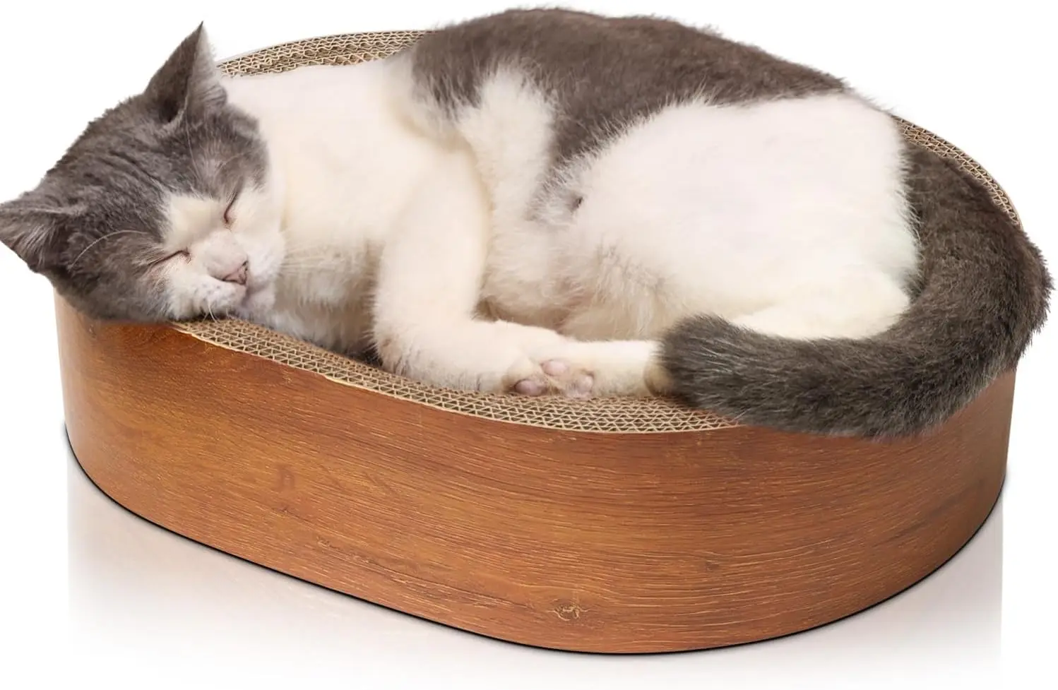 

Cat Scratcher Bed, Durable Cat Scratching Board, Oval Cat Scratch Pad, Corrugated Cardboard Cat Scratcher Bed for Indoor