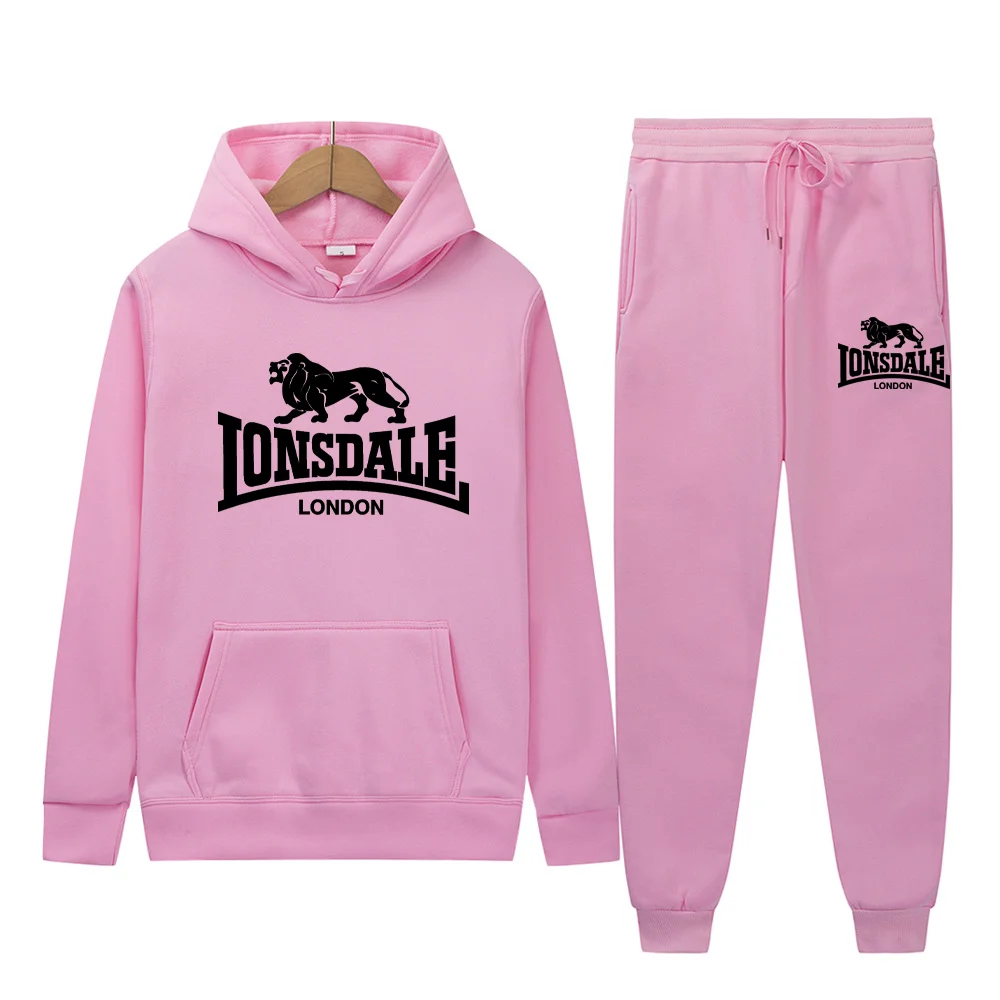 2024 LONSDALE set fashionable sports hoodie casual sportswear autumn and winter men\'s and women\'s sets