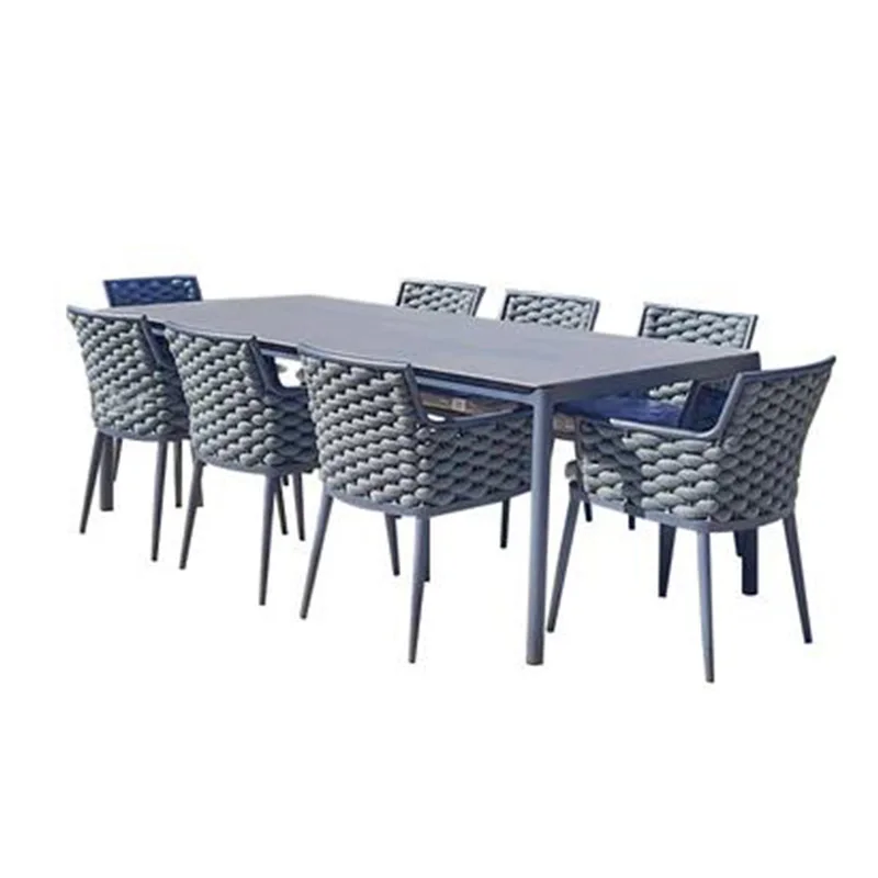 Nordic outdoor tables and chairs rattan leisure courtyard rock slab countertops