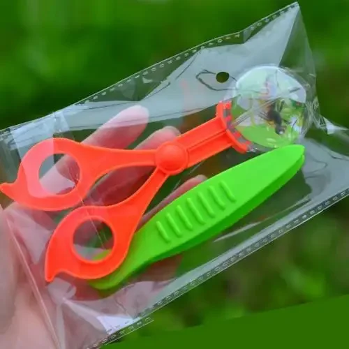 2pcs Kids Bug Catcher Set Portable Scissors Tweezers Clamp for  Biology Child Nature Exploration and Learning Educational Toy