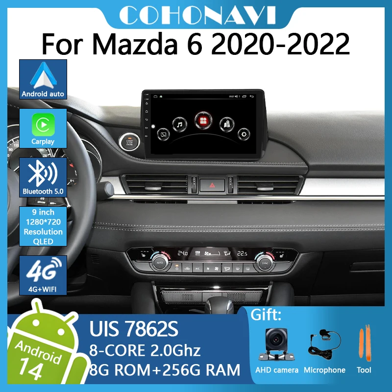 

COHO For Mazda 6 2020-2022 1280*720 Resolution UIS7862 8-core 8+256gb Car Navigation CarPlay Car Radio Multimedia Video Player