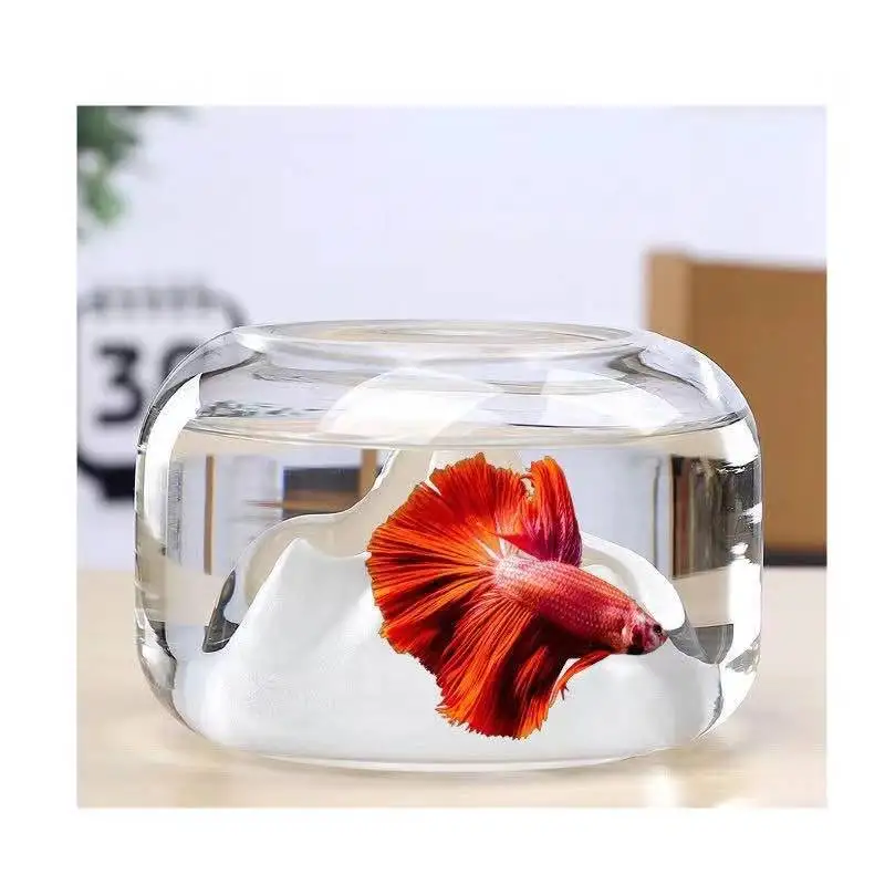 Snow Mountain Lamps for Aquarium Thickened Glass Fish Aquariums Mini Fishbowl Small Terrarium Tanks Bowl Aquatic Pet Decorate