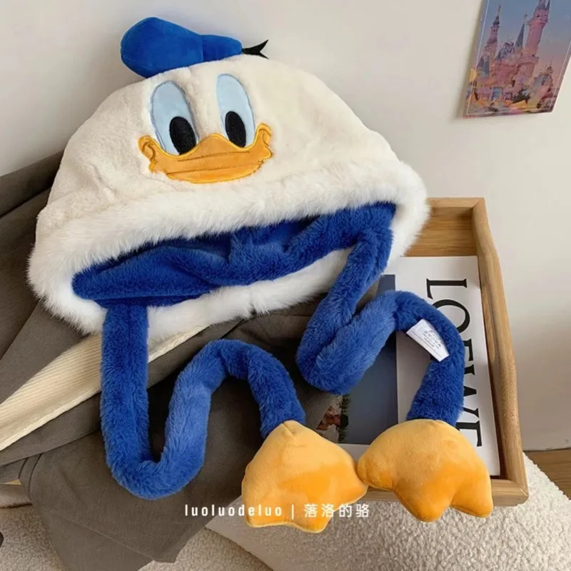 Disney Mickey Mouse Donald Duck cute hat for women plus velvet and thickened winter to keep warm and cold Pooh Bear furry