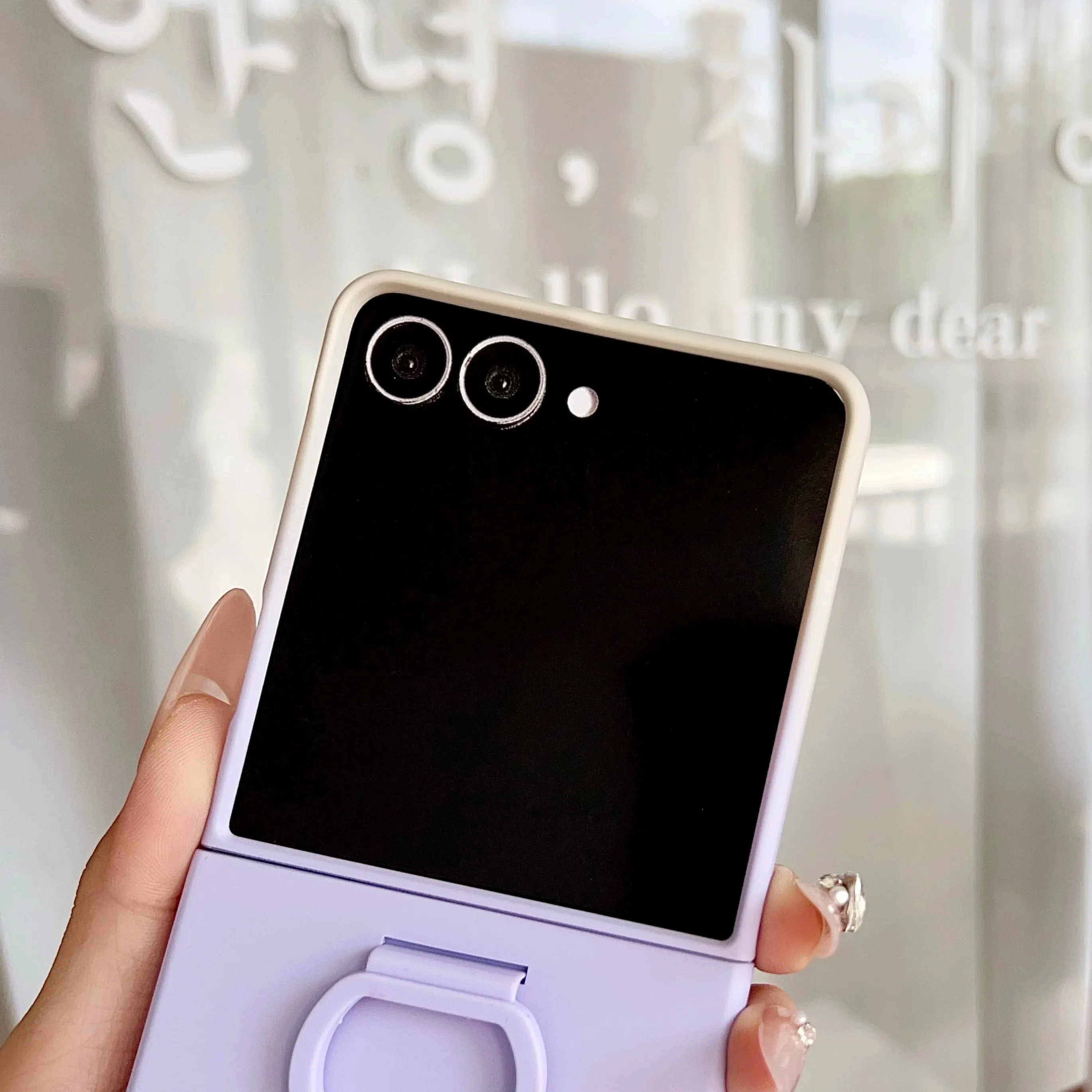 Angenehm Glänzende Glas-Hülle für Samsung Galaxy Z Flip 7 FE Faltbarer Business-Mode-Ring-Scharnier-Schutz für Flip5 Flip6 Hüllen – Detail 5