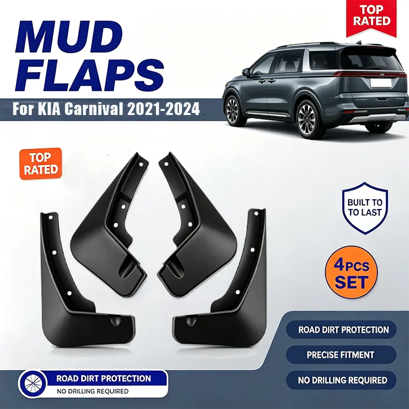 For KIA Carnival 2021-2024 4PCS Mud Flaps Splash Guards Front Rear Wheel Fender Mudguards Car Exterior Protection Accessories