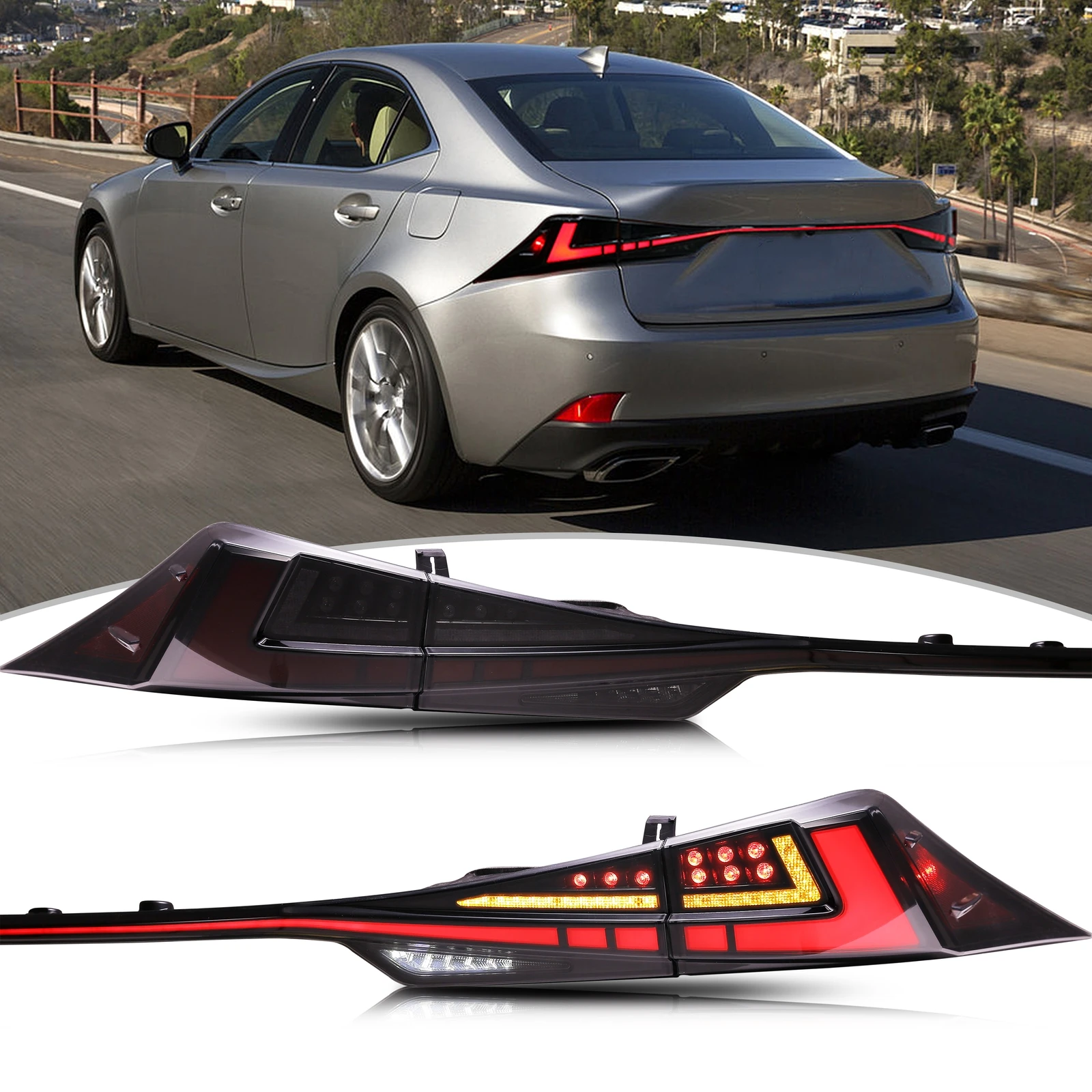 

LED Tail Lights for Lexus IS250 IS350 IS200t IS300 3IS ISF 2014-2020 Dynamic Animation Sequential Blinker Rear Lamps Assembly