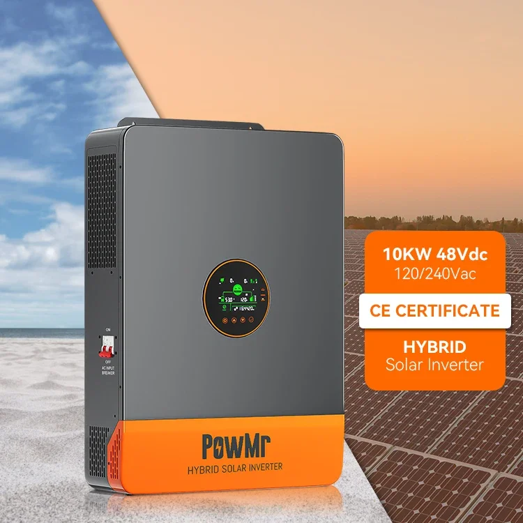 

PowMr Single/split Phase 10KW 48Vdc 220/230Vac On/Off grid Pure Sine Wave Support Parallel Hybrid Solar Inverter