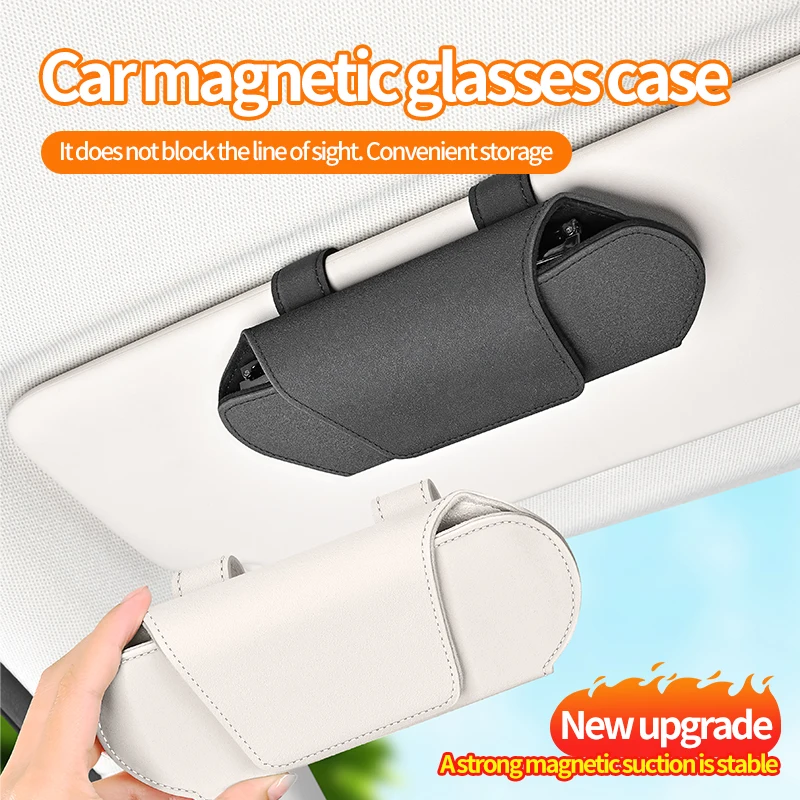 Car Sun Visor Glasses Case Leather Texture Sunglasses Holder Auto Eyeglasses Storage Box Universal Car Interior Accessory