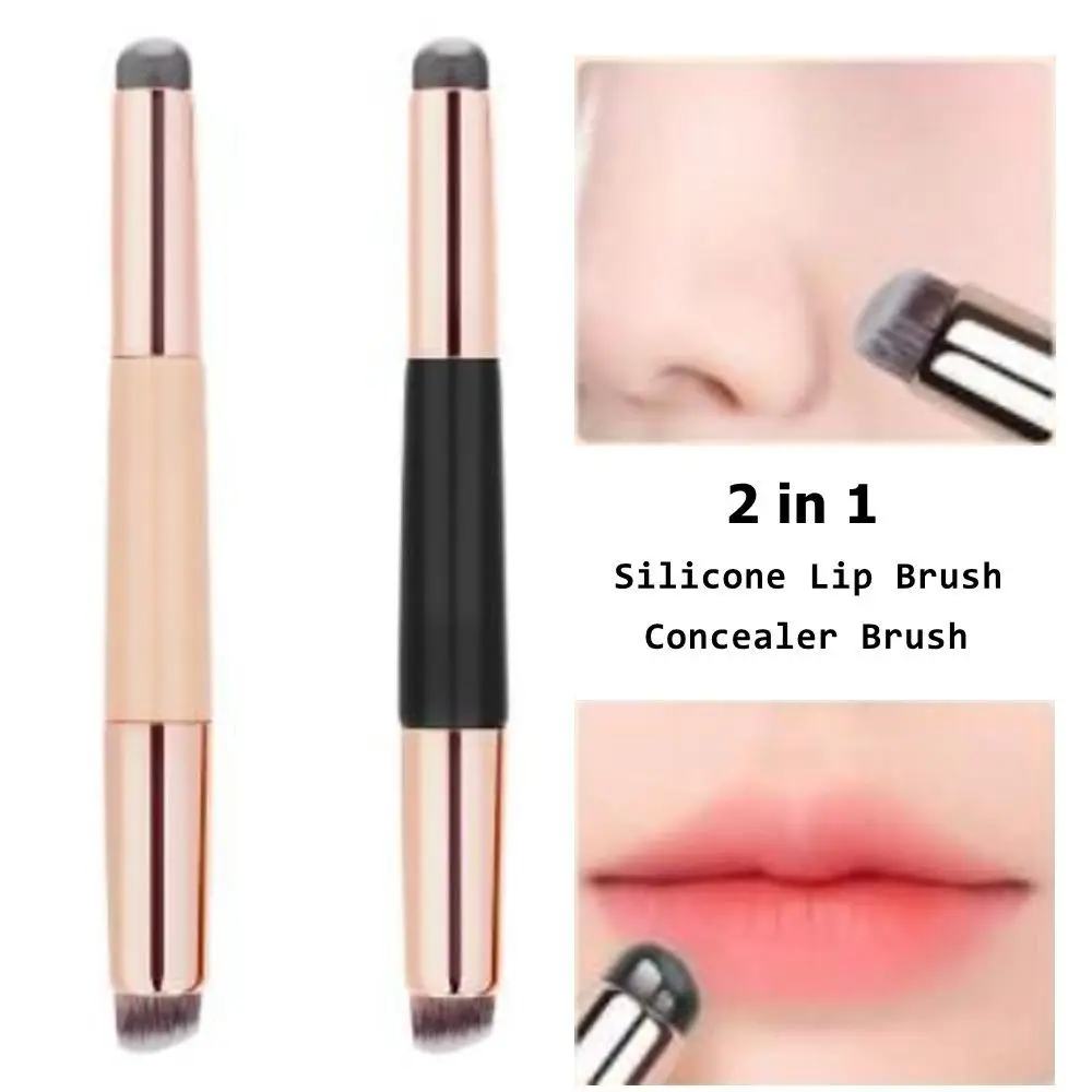 Pennello per labbra in Silicone a doppia testa per rossetti applicatore per rossetto pennello per trucco correttore pennello multifunzionale portatile 2 in 1