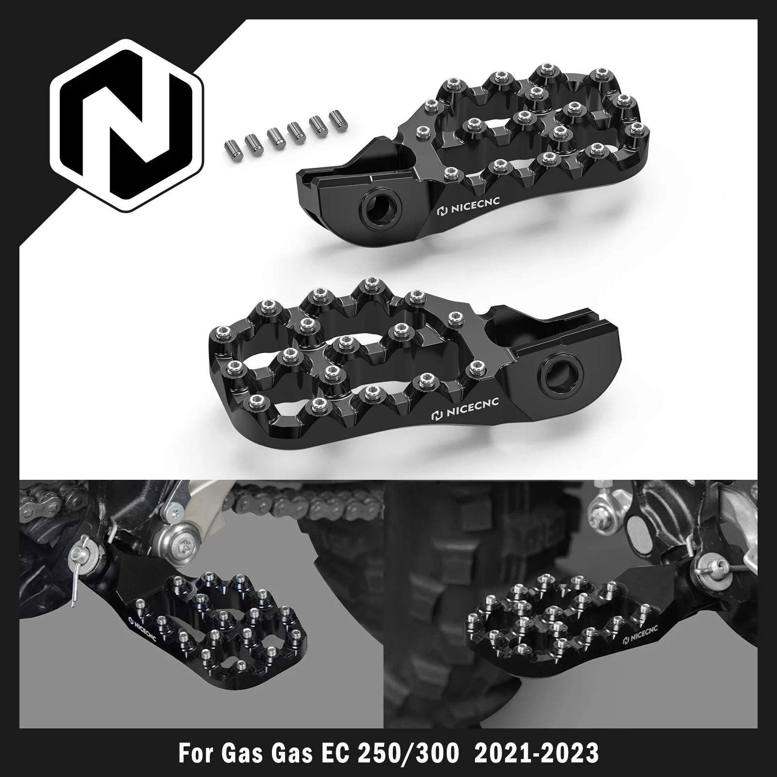 NICECNC For GasGas EC 300 2021-2023 Offset Foot Peg Footrests Extender EC 250 EC250F ECF 350 MC 125 MC 250F EX 250 300 EXF 450