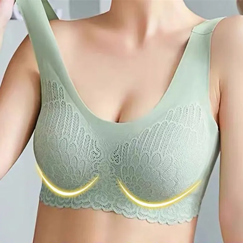 3PCS Tank Top Bra Lace Bra Seamless Gathering Sports Bra Back Bra Removable Padding Women's Underwear image 3