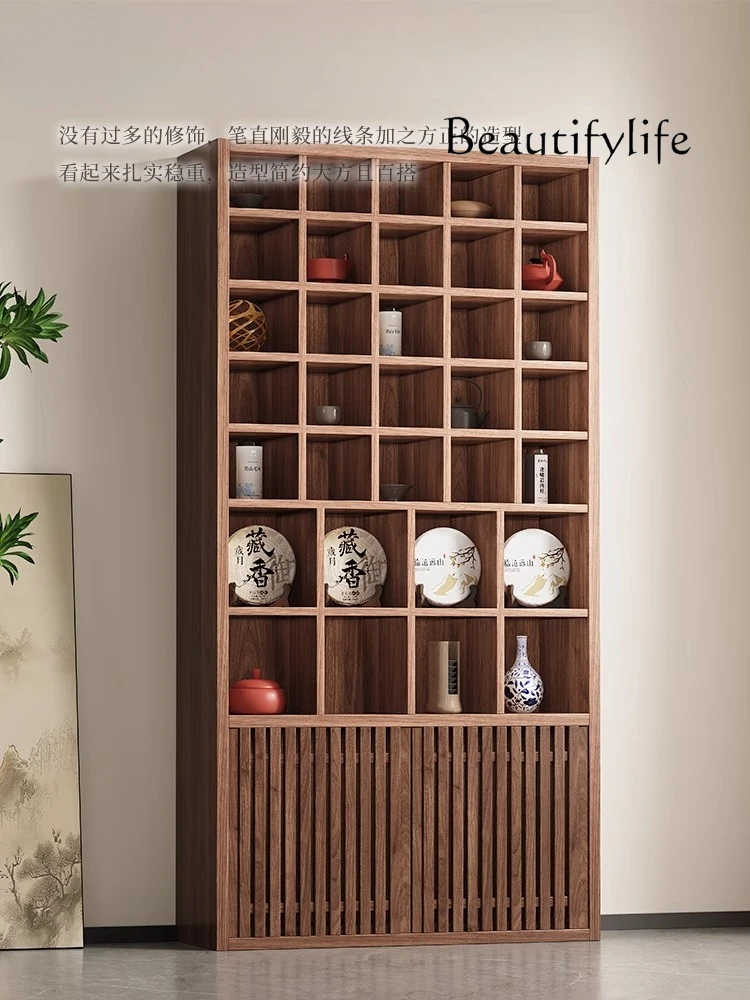 

Medieval New Chinese Solid Wood Bogu Rack Teapot Teacup Storage Display Cabinet Tea Shelf