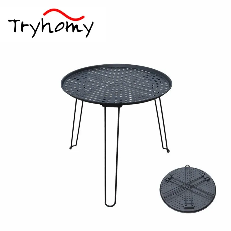 

Tryhomy Camping Round Table Portable Outdoor Table Camping Equipment Folding Desk Self-driving Picnic Dinner Table