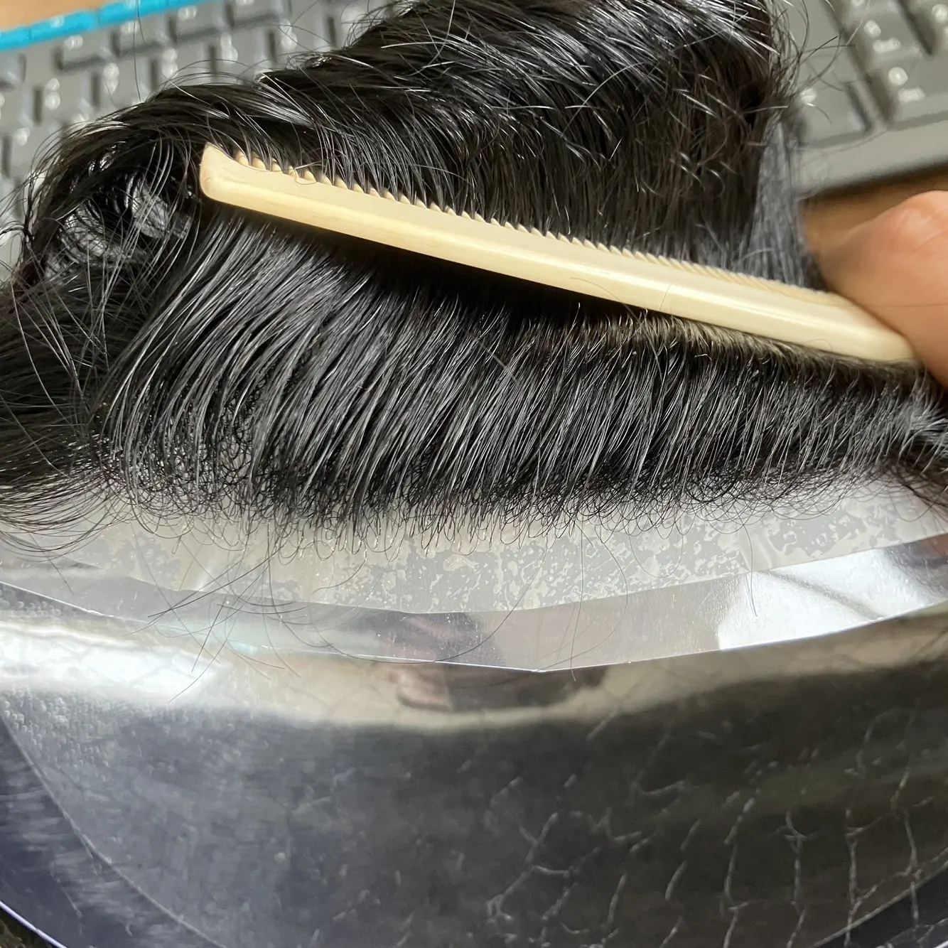 # 550 بني مع نظام الشعر البشري الرمادي الاصطناعي للرجل العجوز خط شعر طبيعي غير قابل للاكتشاف متين 0.06 مللي متر قاعدة كاملة من الجلد شعر مستعار #4