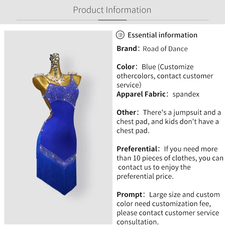 Lateinamerikanisches Tanzkleid für Mädchen 2026, Trainingskleidung, Damen-Abendanzug, Fransenrock, Kostüm für Abschlussbälle, Partys, Samba, Sport, Ballsaal, Bühne – Detail 3
