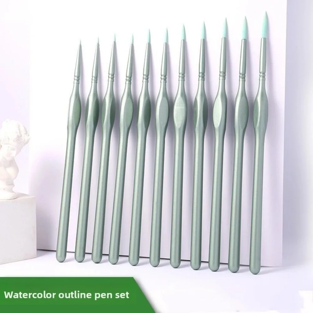 11pcs Acrylic Miniature Paint Brushes with Triangular Handles Watercolor Digital Oil Painting Pen High-Quality Nylon Wool