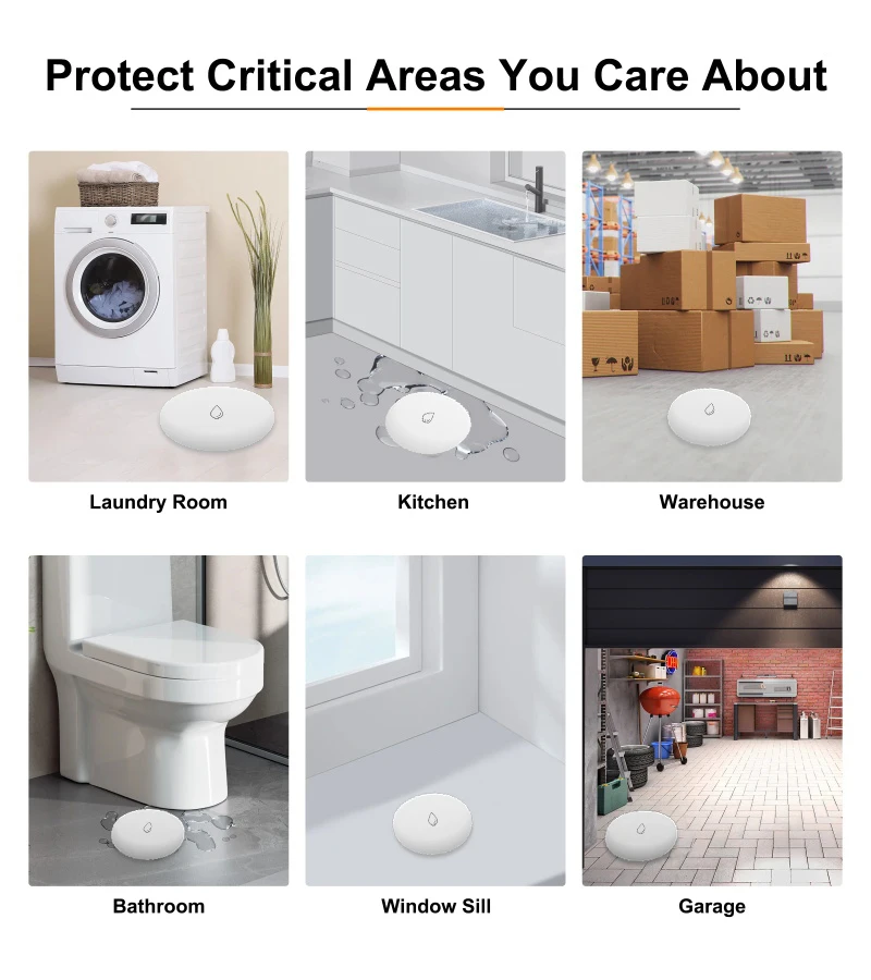 เซ็นเซอร์น้ําเครื่องตรวจจับน้ํารั่ว App การตรวจสอบระยะไกลเข้ากันได้กับ Tuya/SmartLife App และ ZigBee Gateway สําหรับ Home/Office