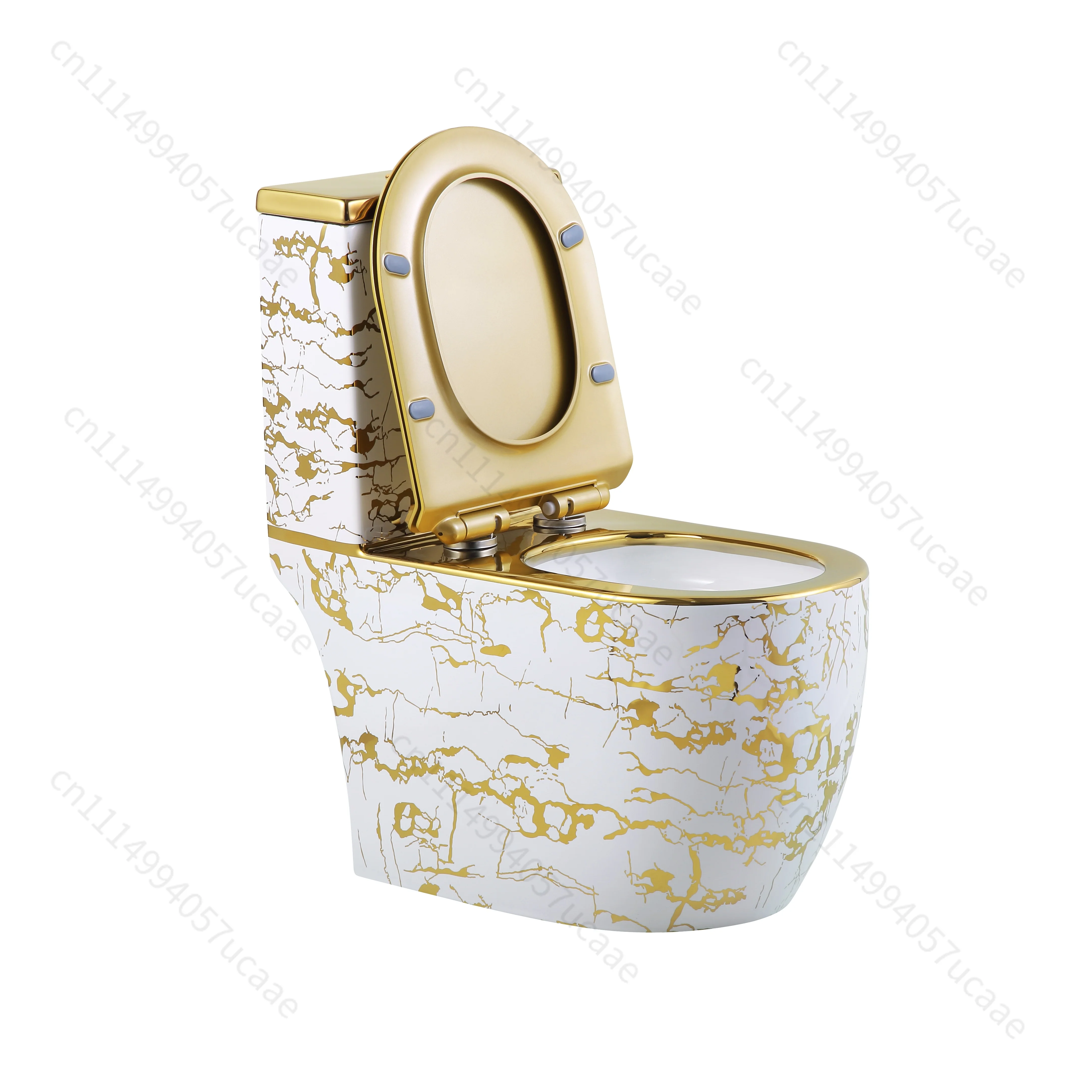 Modern Toilets Floor Mounted Sanitary Ware Tornado Quiet Flush with Round Flush Button Gold-plated One Piece Toilet for Bathroom