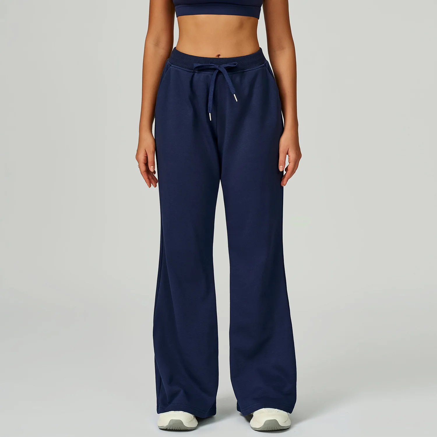 

Winter High Waist Loose Fit Sports Pants Women Drawstring Sweatpants With Pockets Straight Leg Yoga Pants Versatile Sports Pants