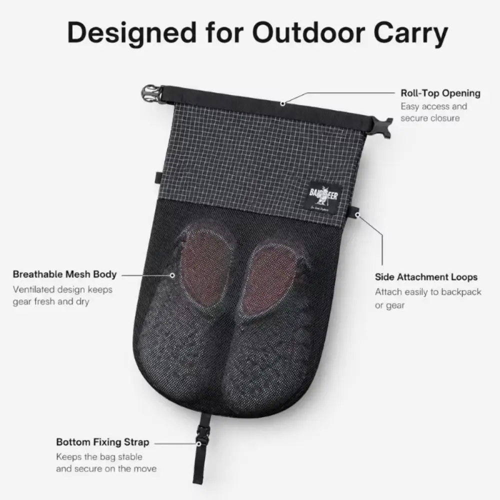 Detachable Outdoor Shoe Storage Bag Expandable Breathable Mesh Backpack External Accessory Compact Durable