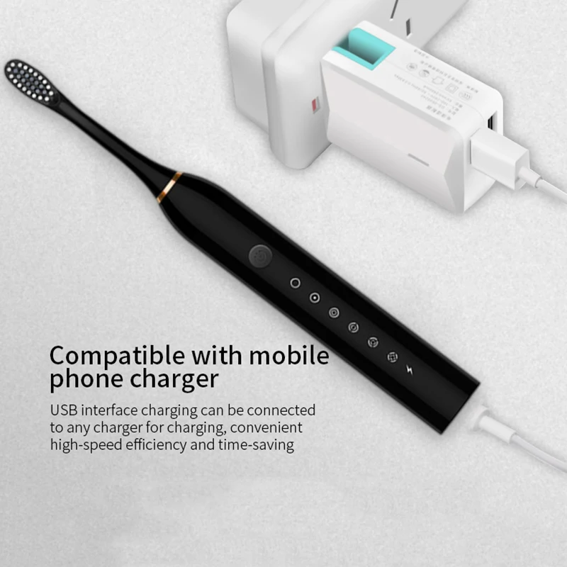 WDD-A1 فرشاة أسنان صوتية بالكهرباء USB تهمة قابلة للشحن الكبار مقاوم للماء الأسنان الإلكترونية 4 فرش استبدال رؤساء