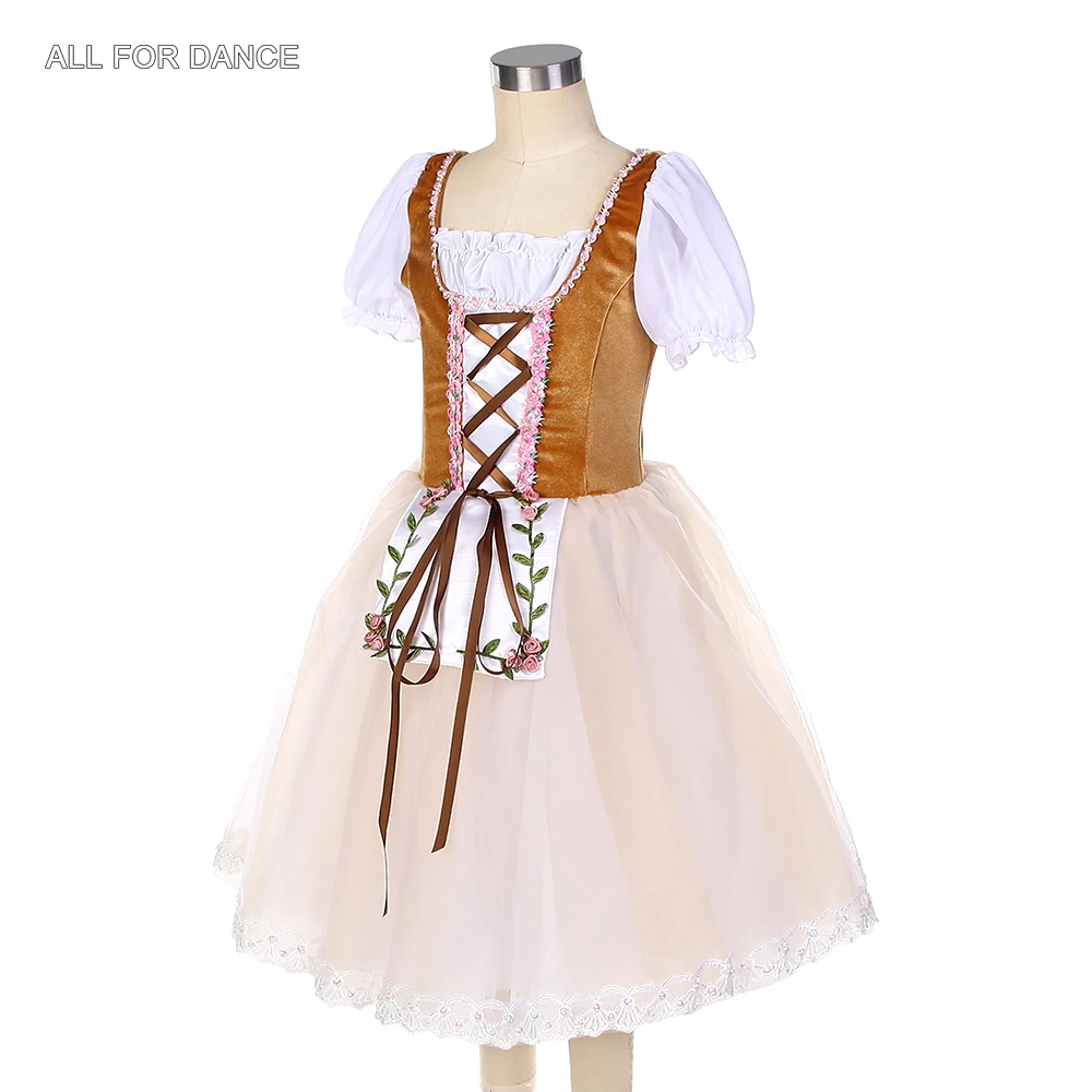 22093 Gonna tutu di danza classica romantica con corpetto in velluto marrone per costume da ballerina per bambini e adulti