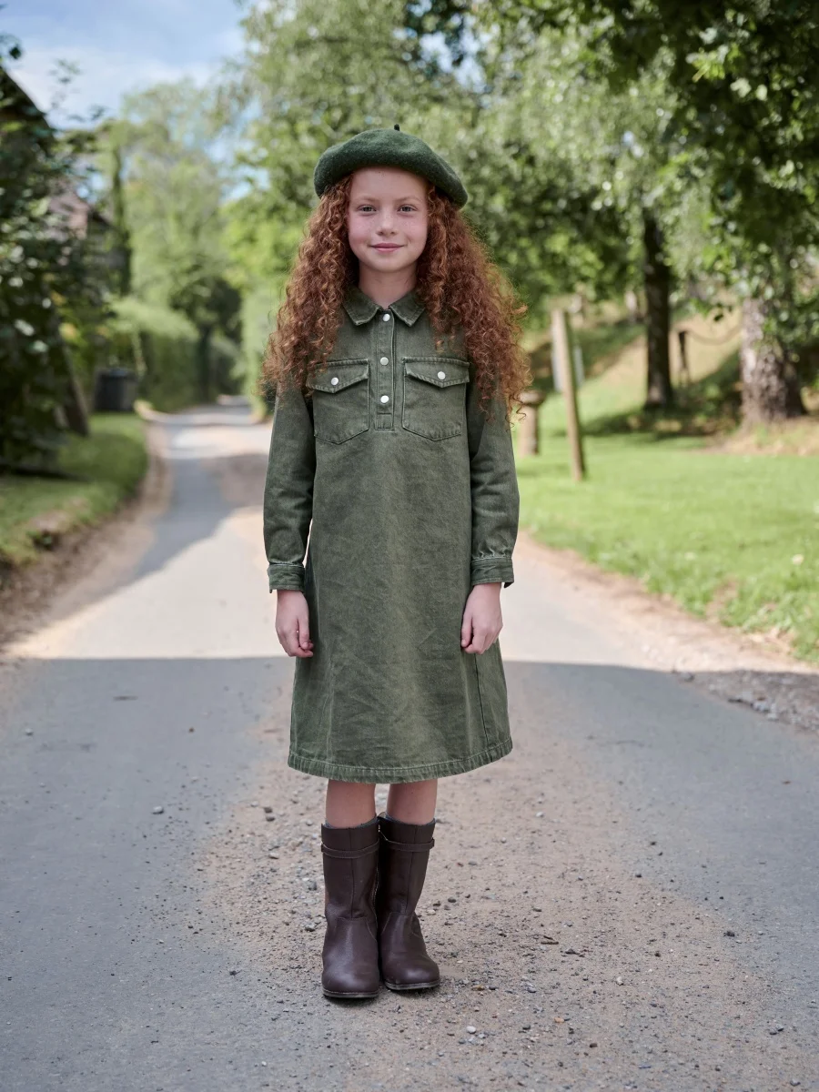 Clearance sale AS AW25 Retro green denim collection 100% cotton high quality brand denim fabric kids family matching clothes