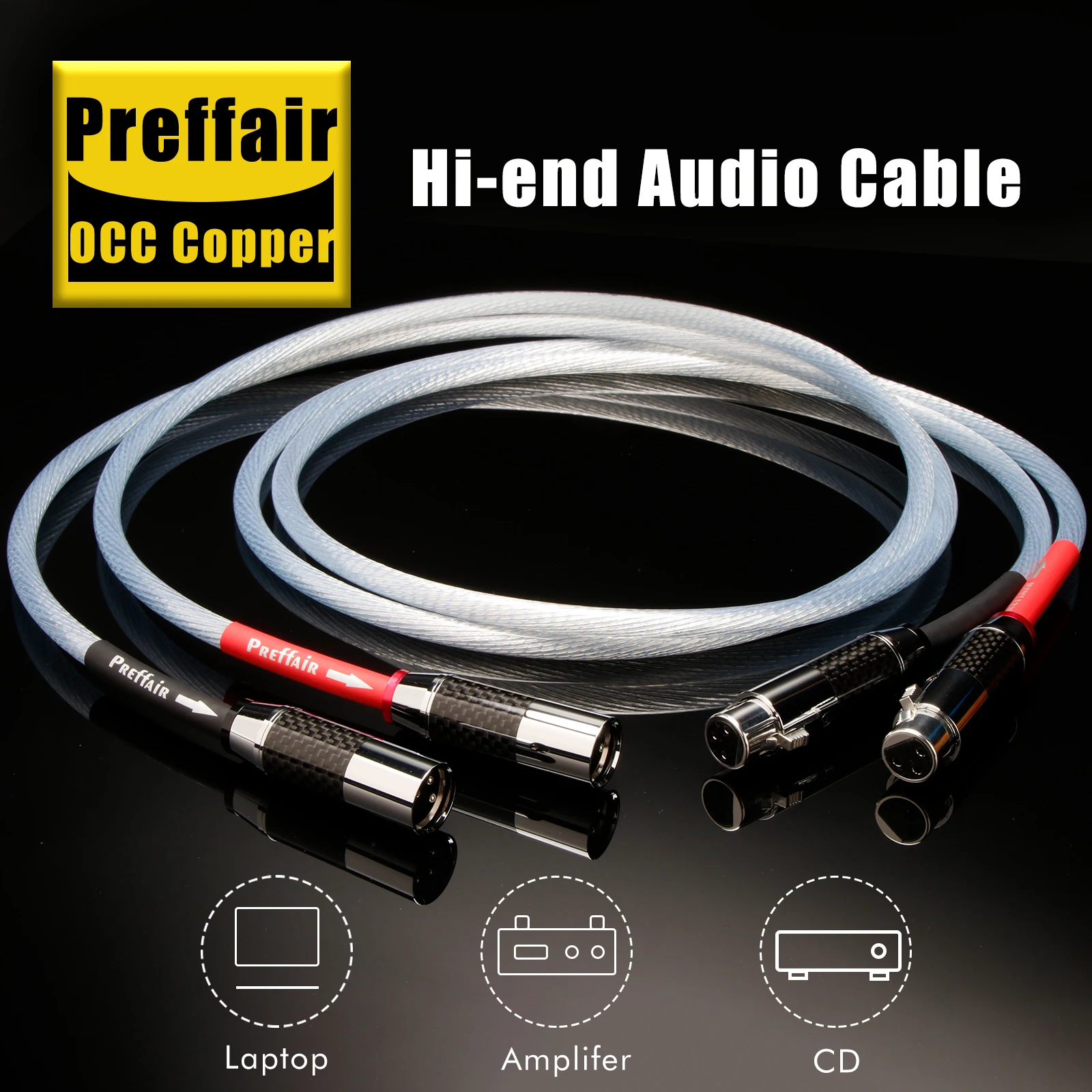 Preffair X410XR1801 XLR Cables Hi-End OCC Silver plated Audio 3 Pins XLR Balanced Wires Solid Core Video cables for CD/Mixer/AMP