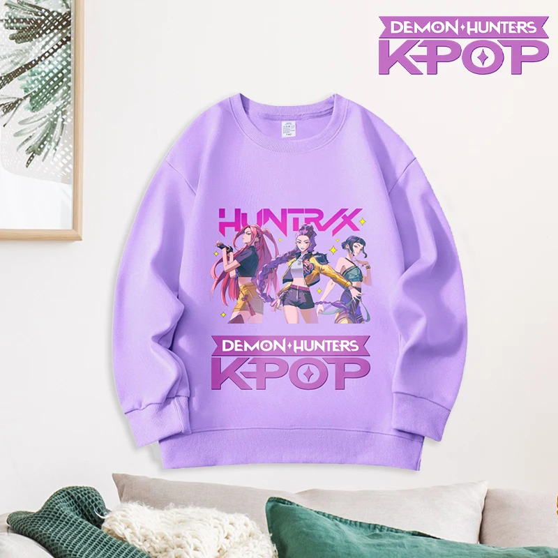 Felpa KPop Demon Hunter Kpop Anime Movie Figura Pullover in cotone Pullover autunnali O Collo Manica lunga Top Abbigliamento per bambini